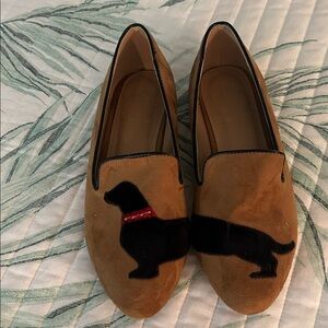 Tan Loafers with Black Dog Design